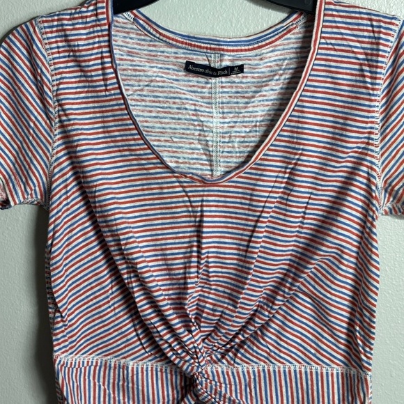 Abercrombie & Fitch Women Striped Crop Top Twist Knot Size M. - Picture 2 of 7